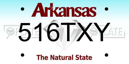 516TXY Arkansas License Plate