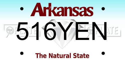 516YEN Arkansas License Plate