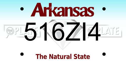 516ZI4 Arkansas License Plate