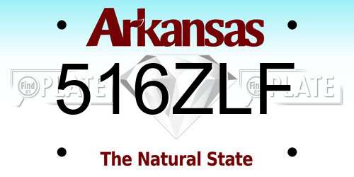 516ZLF Arkansas License Plate