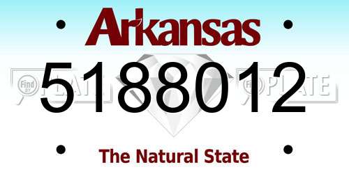 5188012 Arkansas License Plate