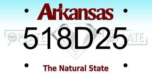 518D25 Arkansas License Plate