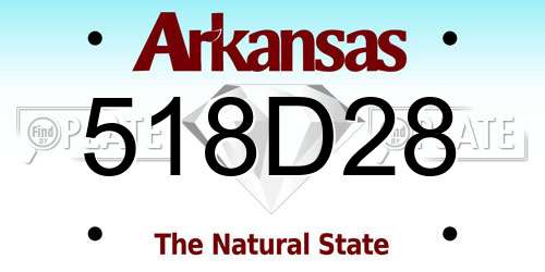 518D28 Arkansas License Plate