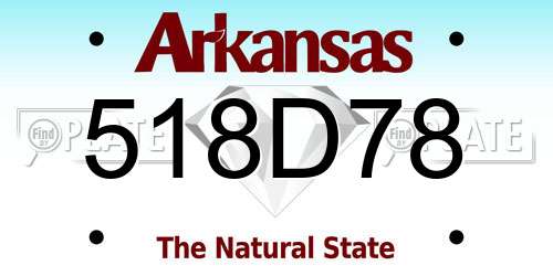 518D78 Arkansas License Plate