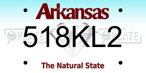 518KL2 Arkansas License Plate