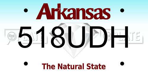 518UDH Arkansas License Plate