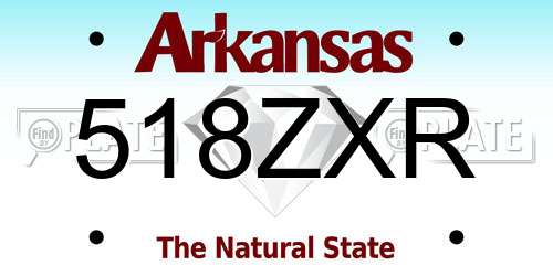 518ZXR Arkansas License Plate
