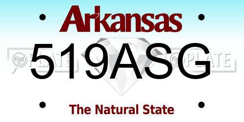 519ASG Arkansas License Plate