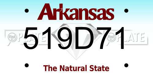 519D71 Arkansas License Plate