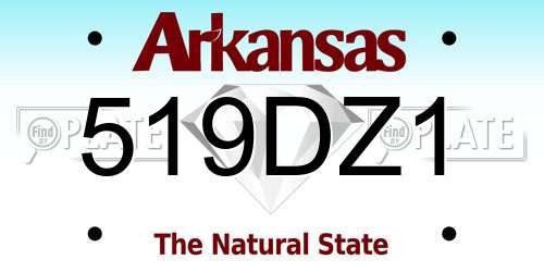 519DZ1 Arkansas License Plate