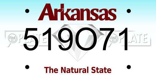 519O71 Arkansas License Plate