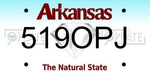 519OPJ Arkansas License Plate