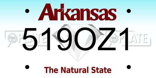 519OZ1 Arkansas License Plate