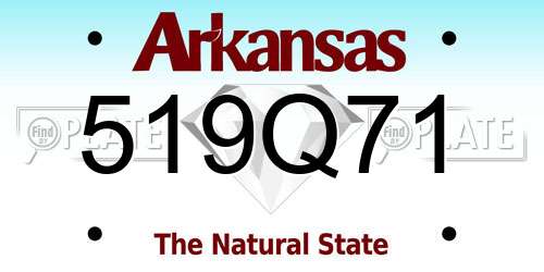 519Q71 Arkansas License Plate