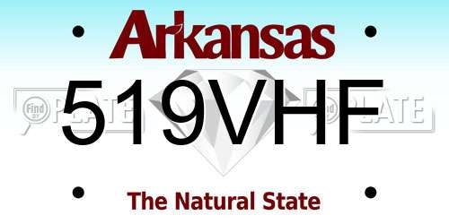 519VHF Arkansas License Plate