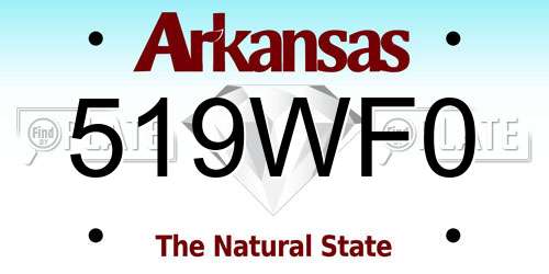 519WF0 Arkansas License Plate
