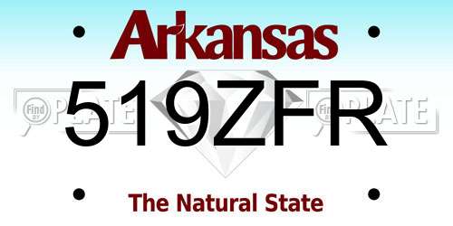 519ZFR Arkansas License Plate