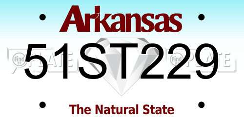 51ST229 Arkansas License Plate