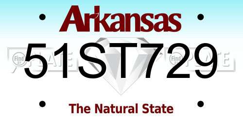 51ST729 Arkansas License Plate