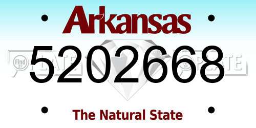 5202668 Arkansas License Plate