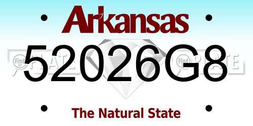 52026G8 Arkansas License Plate