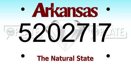 52027I7 Arkansas License Plate