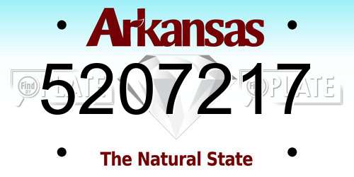 5207217 Arkansas License Plate