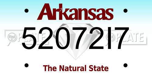 52072I7 Arkansas License Plate
