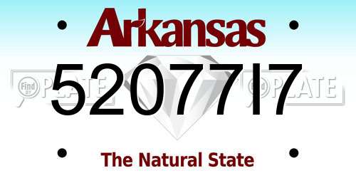 52077I7 Arkansas License Plate