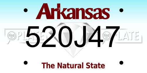 520J47 Arkansas License Plate
