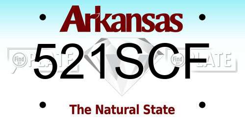 521SCF Arkansas License Plate
