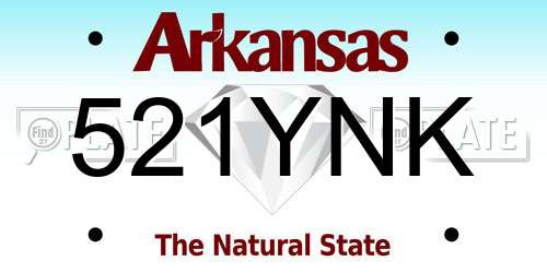 521YNK Arkansas License Plate
