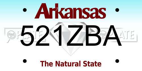 521ZBA Arkansas License Plate