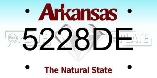 5228DE Arkansas License Plate