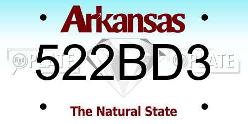 522BD3 Arkansas License Plate