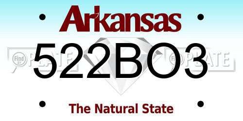 522BO3 Arkansas License Plate