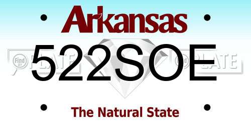 522SOE Arkansas License Plate