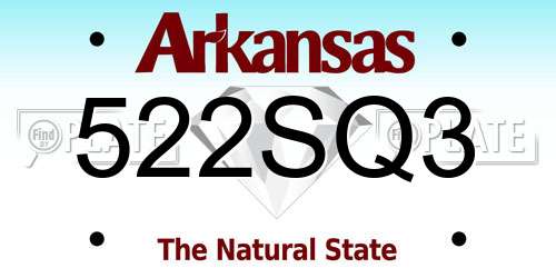 522SQ3 Arkansas License Plate