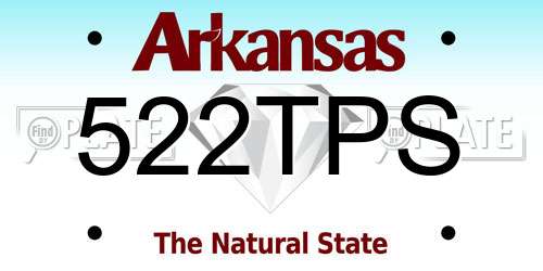 522TPS Arkansas License Plate