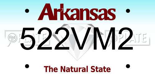 522VM2 Arkansas License Plate