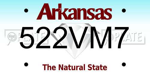 522VM7 Arkansas License Plate