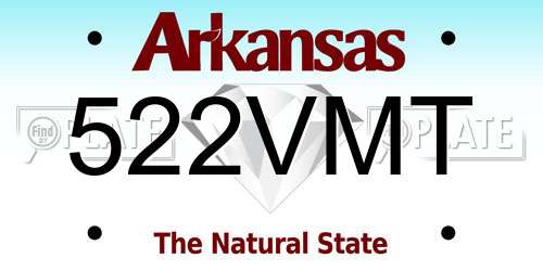 522VMT Arkansas License Plate