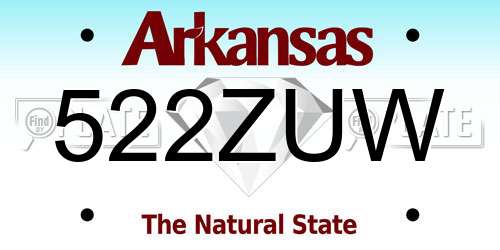 522ZUW Arkansas License Plate