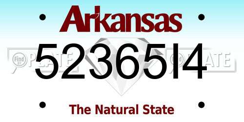 52365I4 Arkansas License Plate