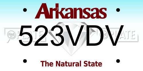 523VDV Arkansas License Plate