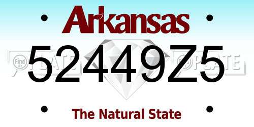 52449Z5 Arkansas License Plate