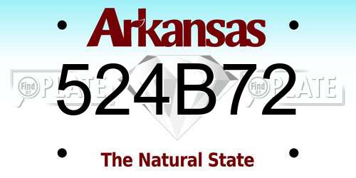 524B72 Arkansas License Plate