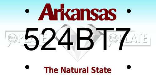 524BT7 Arkansas License Plate