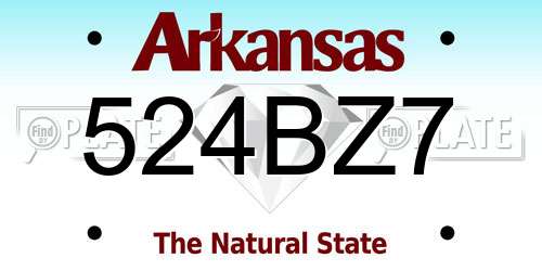 524BZ7 Arkansas License Plate