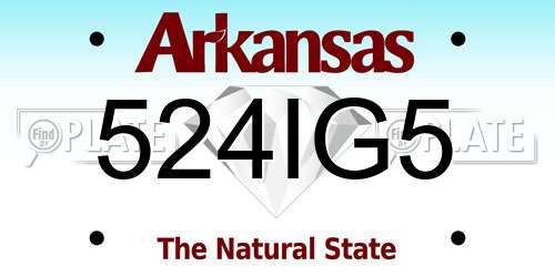 524IG5 Arkansas License Plate